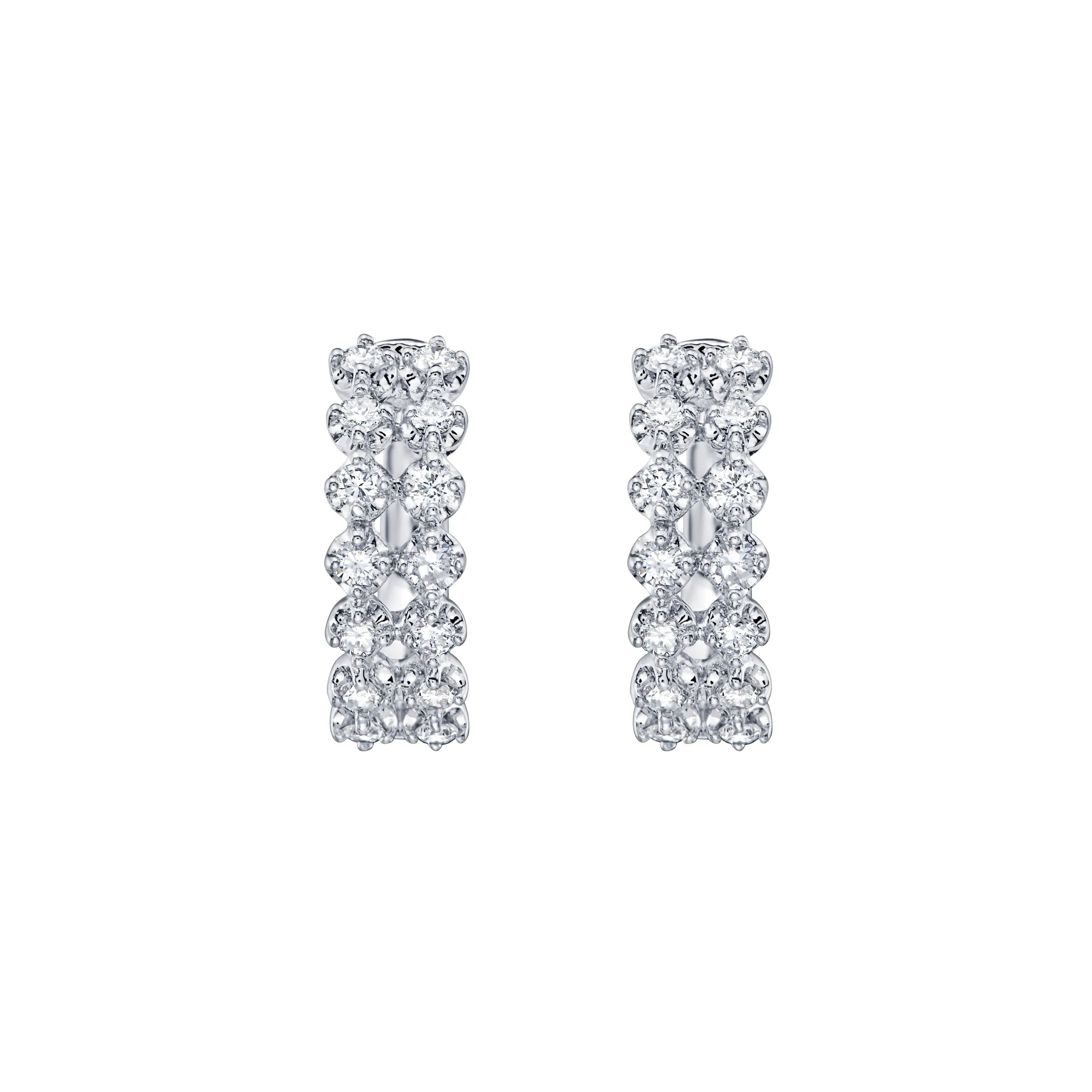 Pixel Hoop Earring in White Gold with Diamonds sold by Promise By Effy