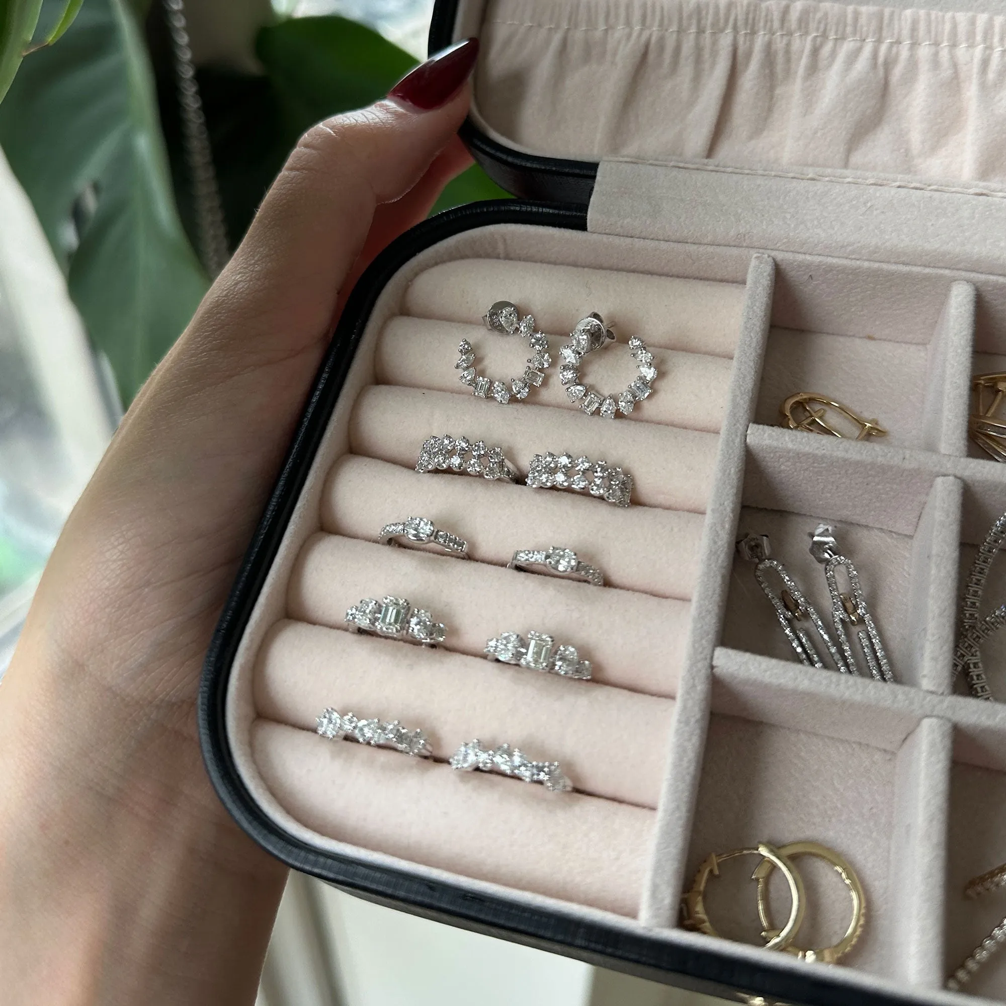 Pixel Hoop Earring in White Gold with Diamonds sold by Promise By Effy product image thumbnail 4