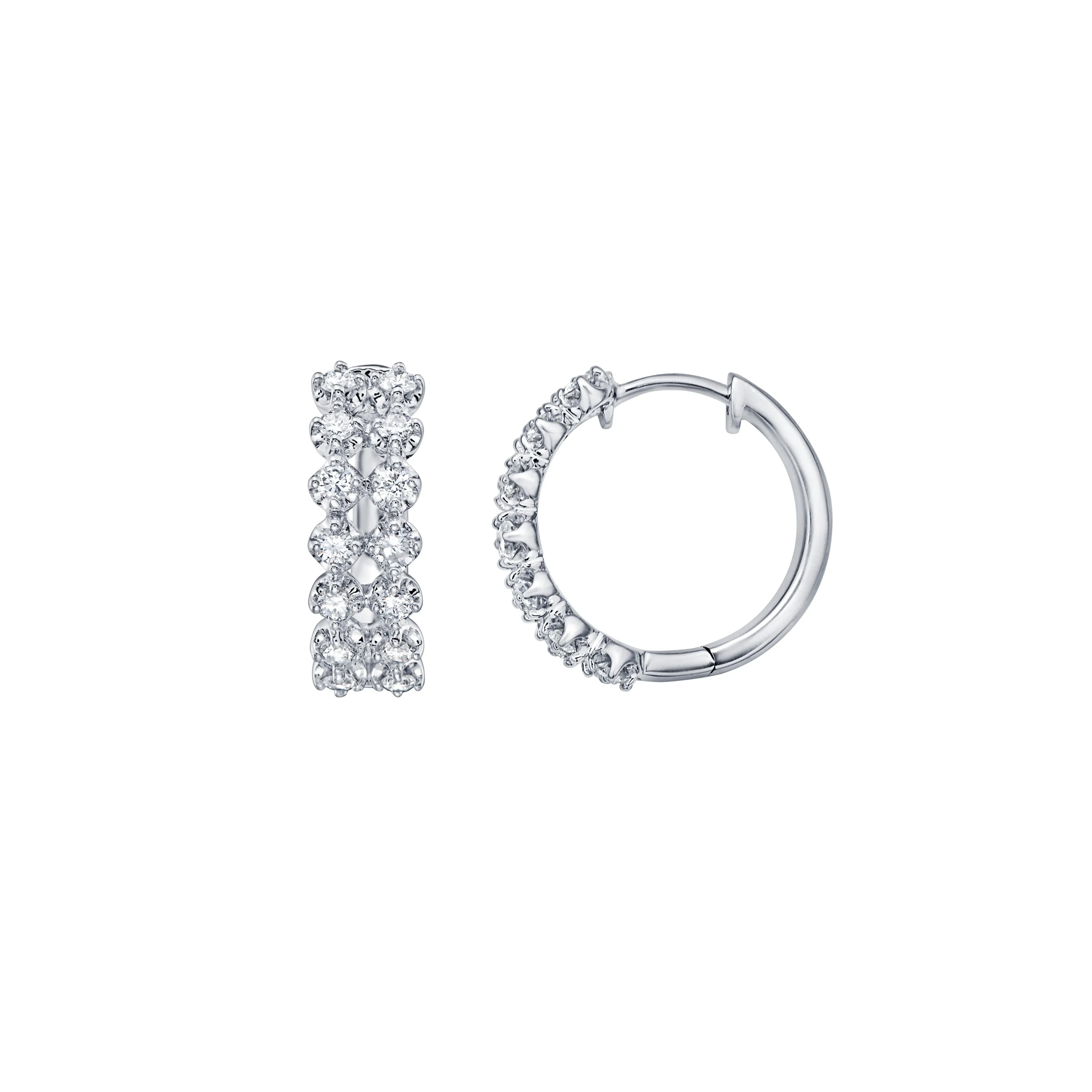 Pixel Hoop Earring in White Gold with Diamonds sold by Promise By Effy product image thumbnail 3