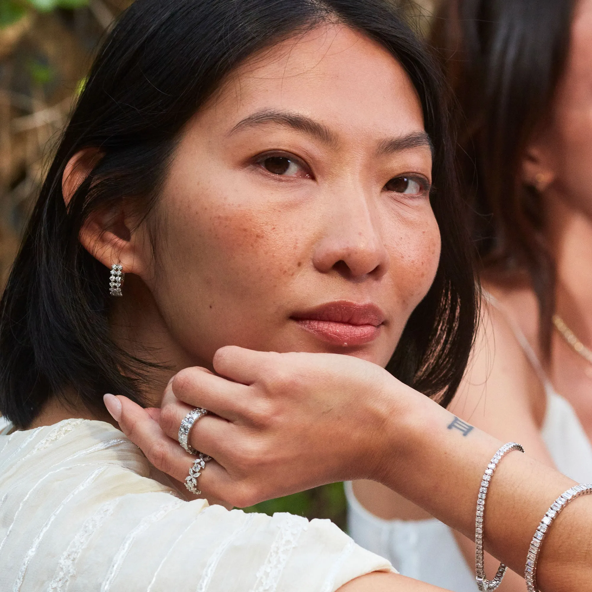 Pixel Hoop Earring in White Gold with Diamonds sold by Promise By Effy product image thumbnail 2