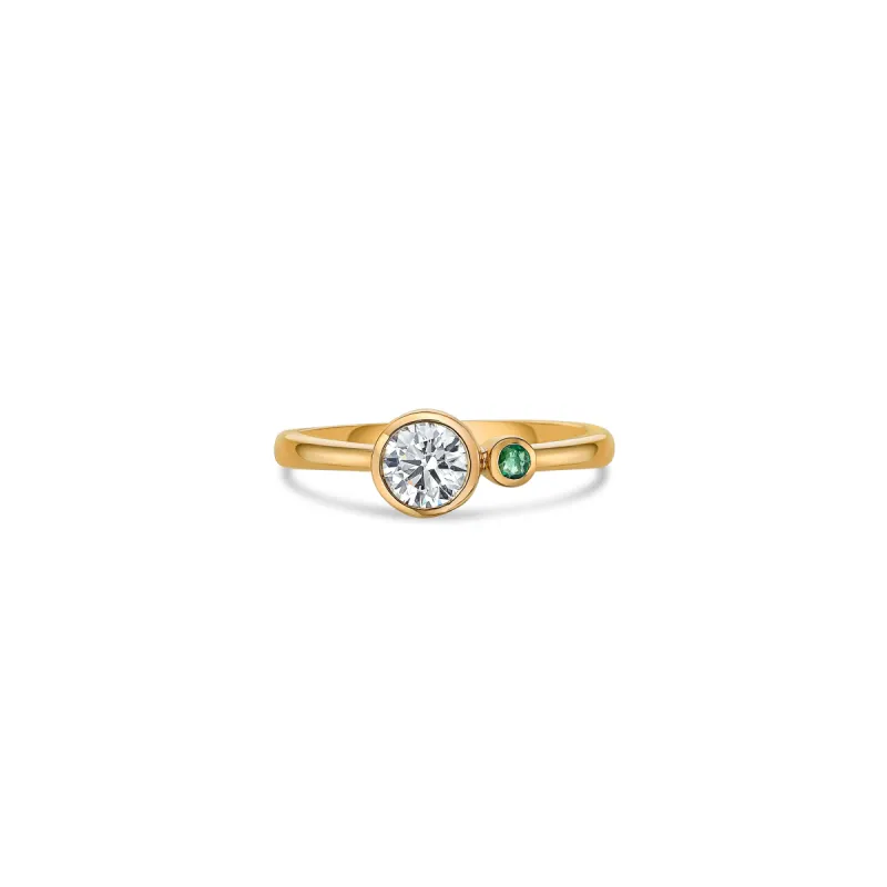 Bezel Ring in Yellow Gold with Diamond and Emerald sold by Promise By Effy