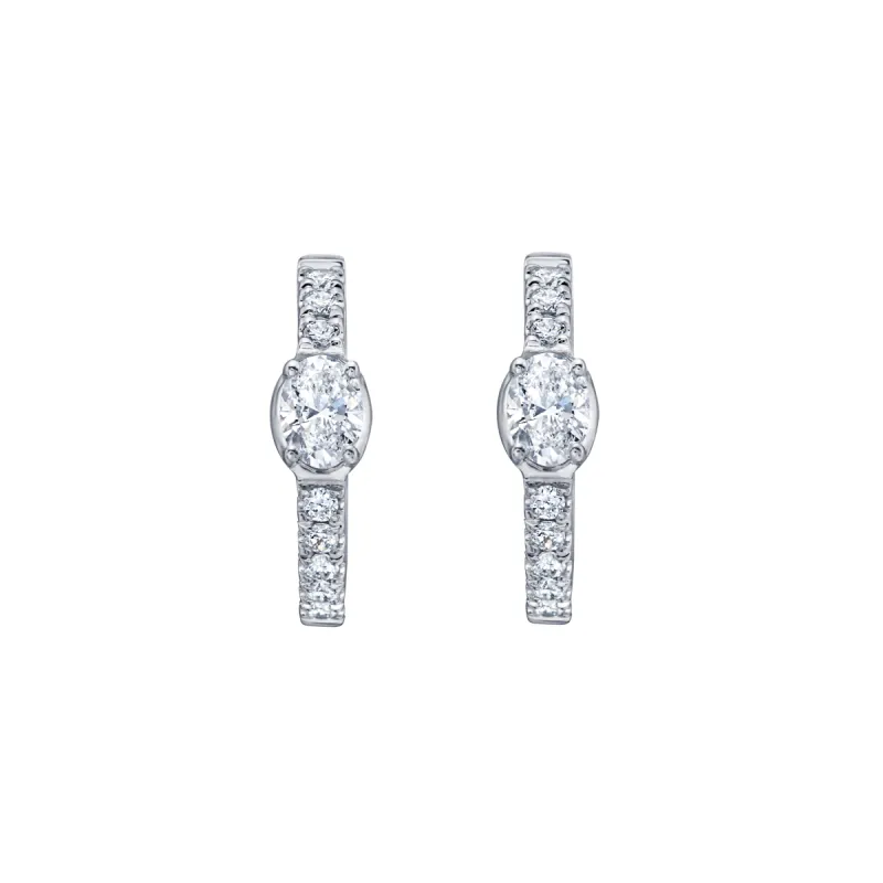 Mixed Shape Huggy Hoop Earring in White Gold with Diamonds made by Promise By Effy