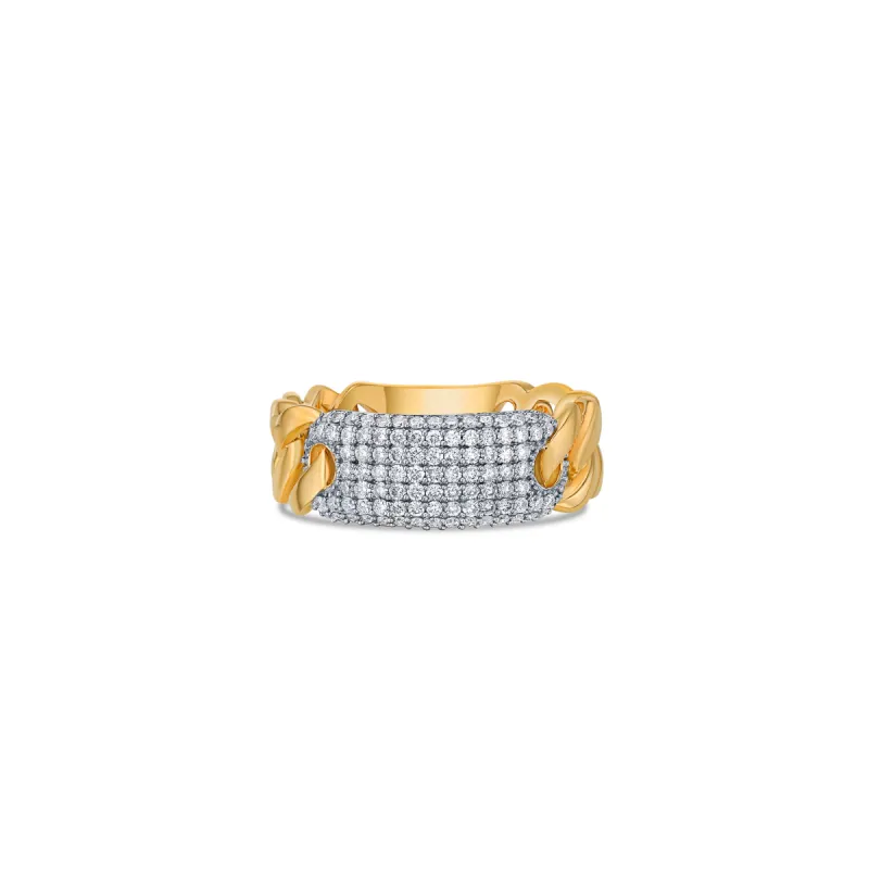 Chain Link Ring in Yellow Gold with Diamonds sold by Promise By Effy