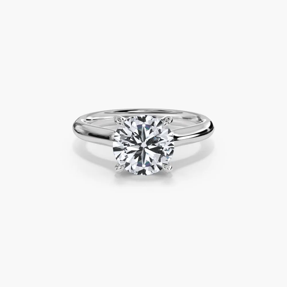 The Hidden Halo Plain Band Cathedral Lab Diamond Engagement Ring sold by Promise By Effy