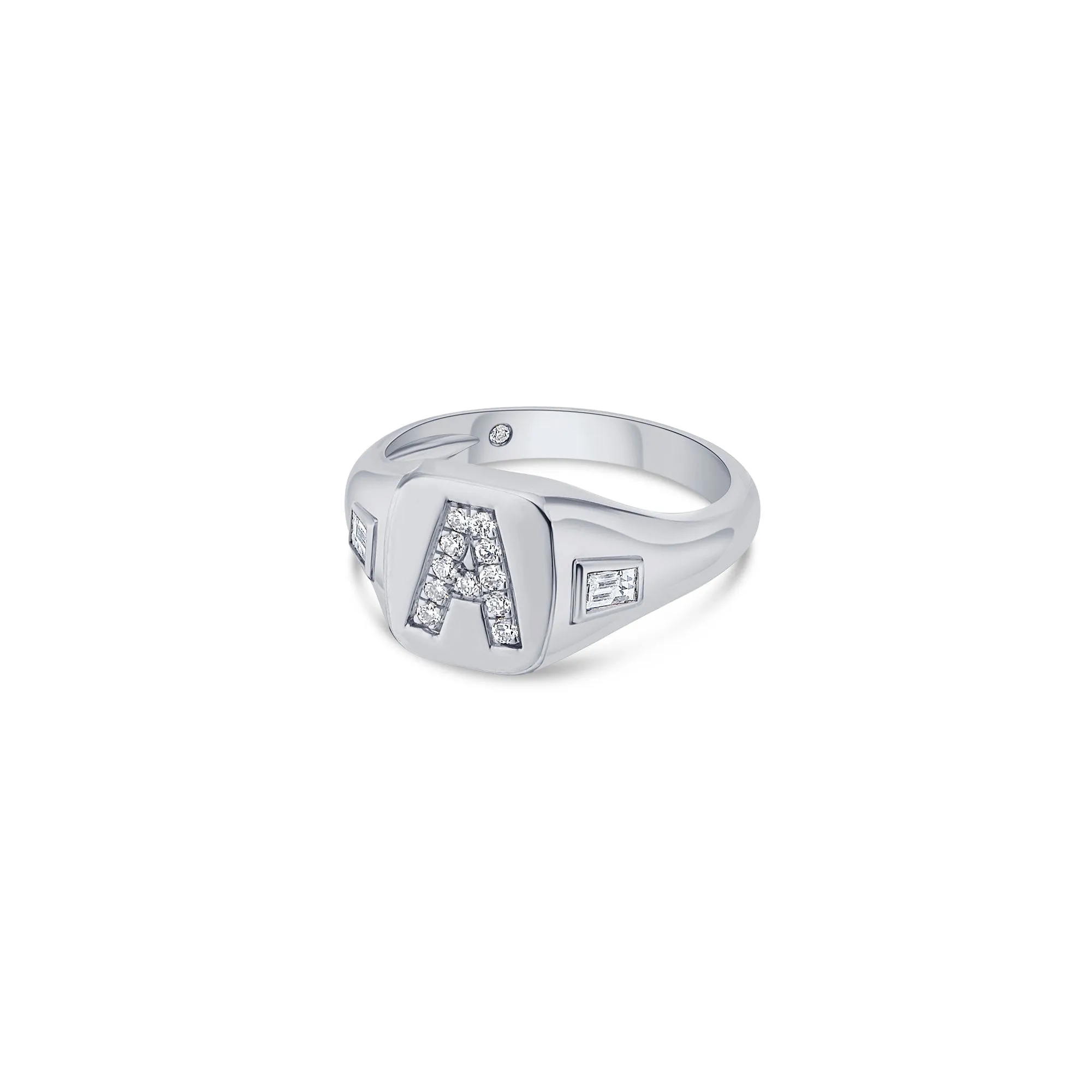 Initial Signet Ring with Baguette and Round Lab Diamonds sold by Promise By Effy product image thumbnail 5
