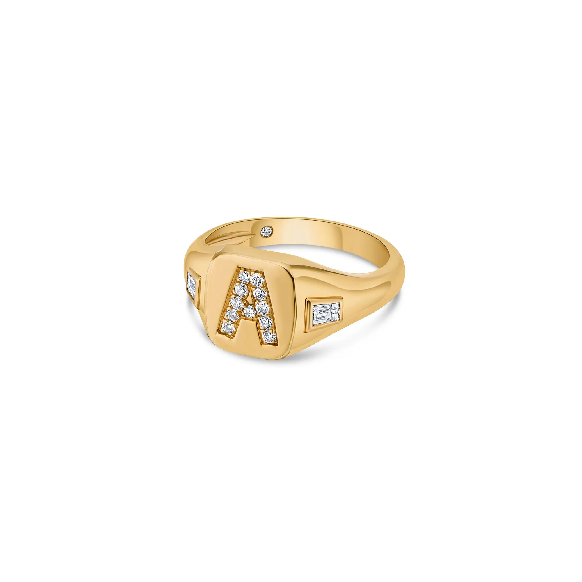 Initial Signet Ring with Baguette and Round Lab Diamonds sold by Promise By Effy product image thumbnail 2