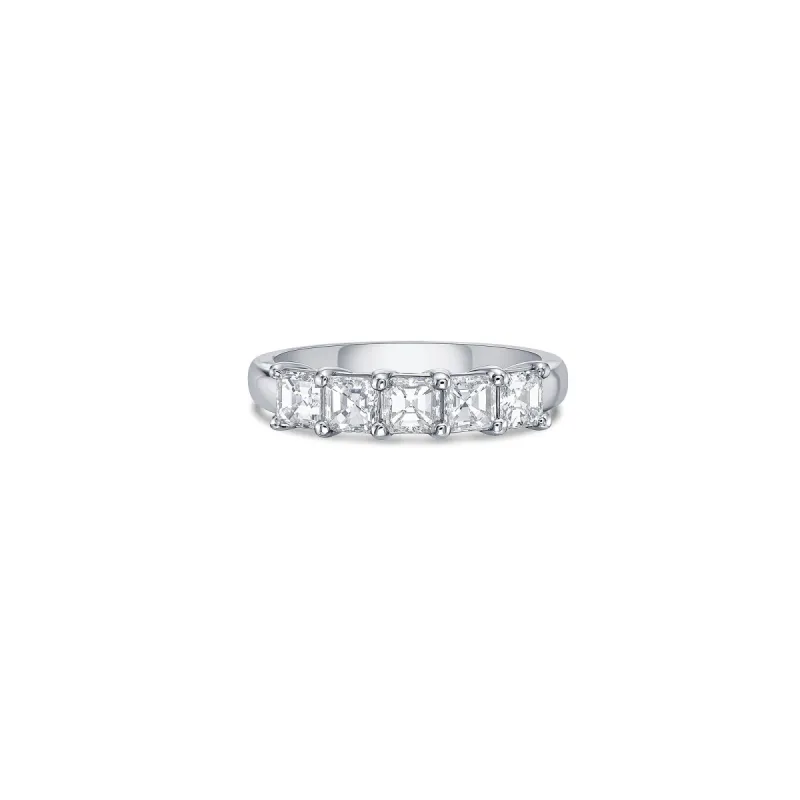 Five Stone Slim Band with Asscher Cut Lab Diamonds sold by Promise By Effy