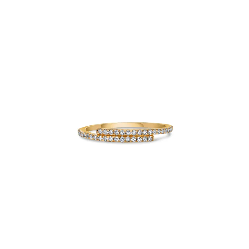 Pixel Wrap Line Ring in Yellow Gold with Diamonds sold by Promise By Effy