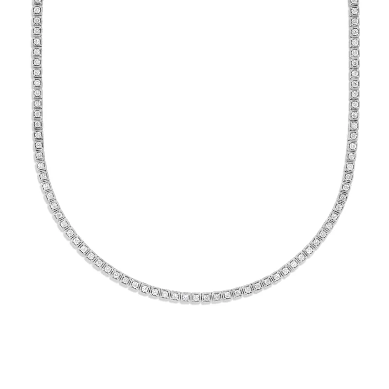 Pixel Tennis Necklace in White Gold with Diamonds sold by Promise By Effy