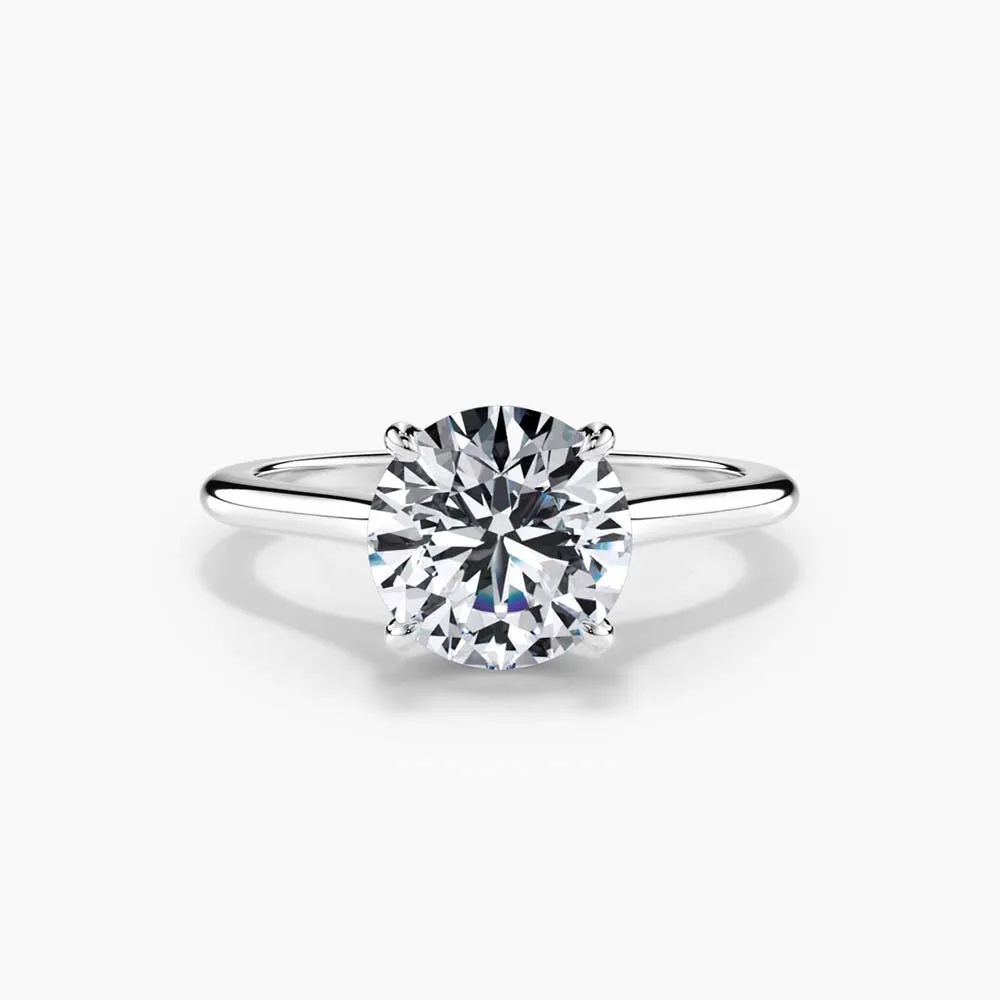 The Hidden Halo Plain Band Cathedral Lab Diamond Engagement Ring sold by Promise By Effy