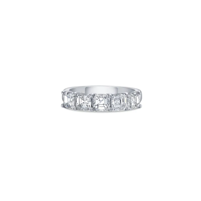 Five Stone Wide Band with Asscher Cut Lab Diamonds sold by Promise By Effy