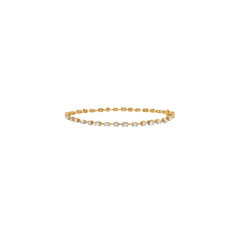 Slim Mix Shape Tennis Bracelet with Lab Diamonds made by Promise By Effy