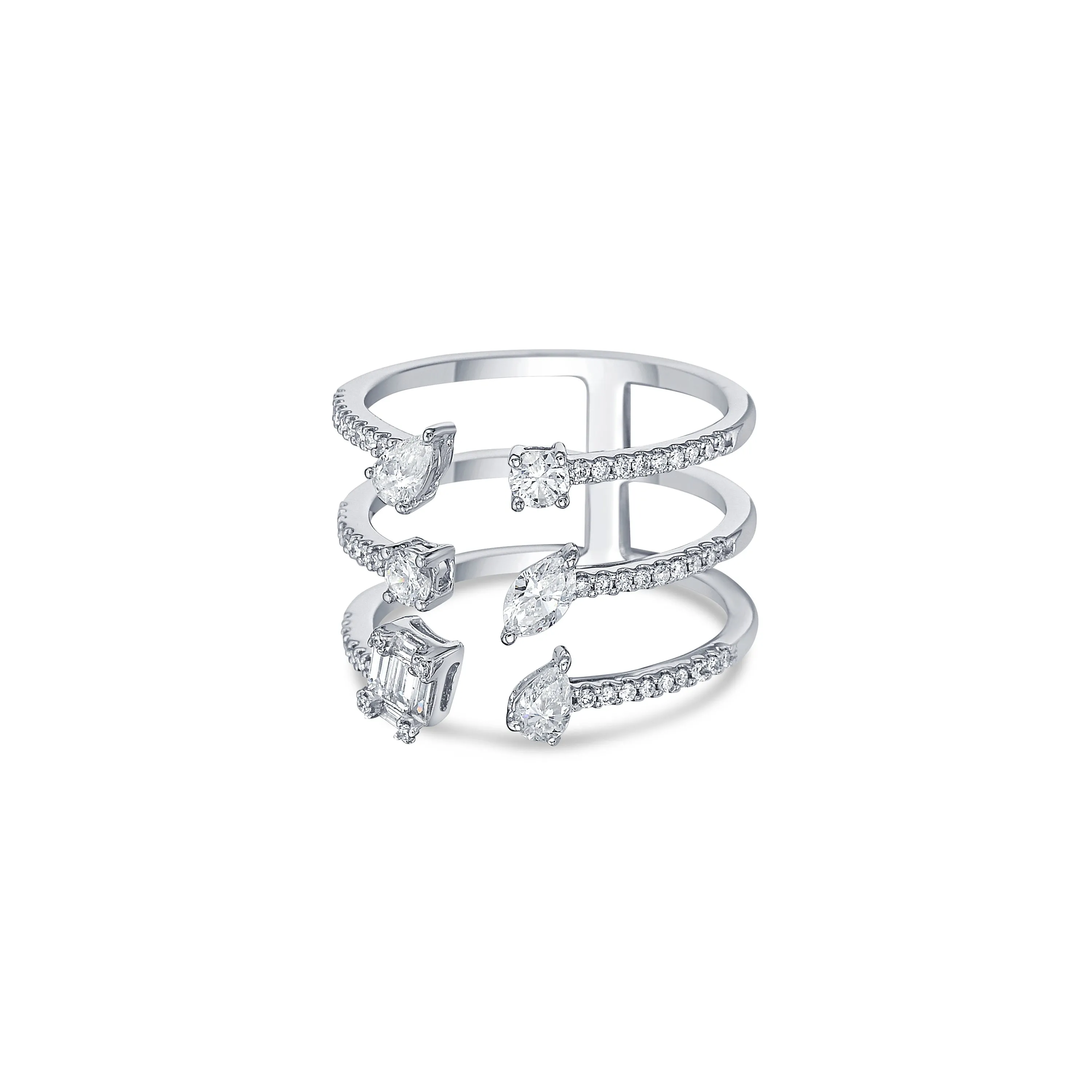 Mixed Shape Open Ring in White Gold with Diamonds sold by Promise By Effy product image thumbnail 4