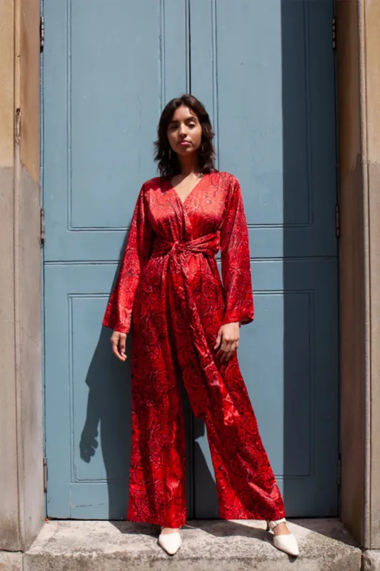 Blake Burgundy Jumpsuit sold by Raishma