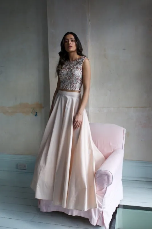 Blush Taffeta Maxi Skirt sold by Raishma