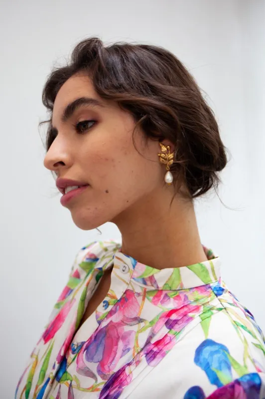 Gold Pearl Drop Earrings sold by Raishma