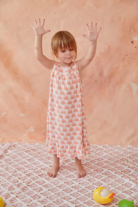LOUISE GIRL'S LOUNGE DRESS CRAB ORANGE sold by Ro's Garden