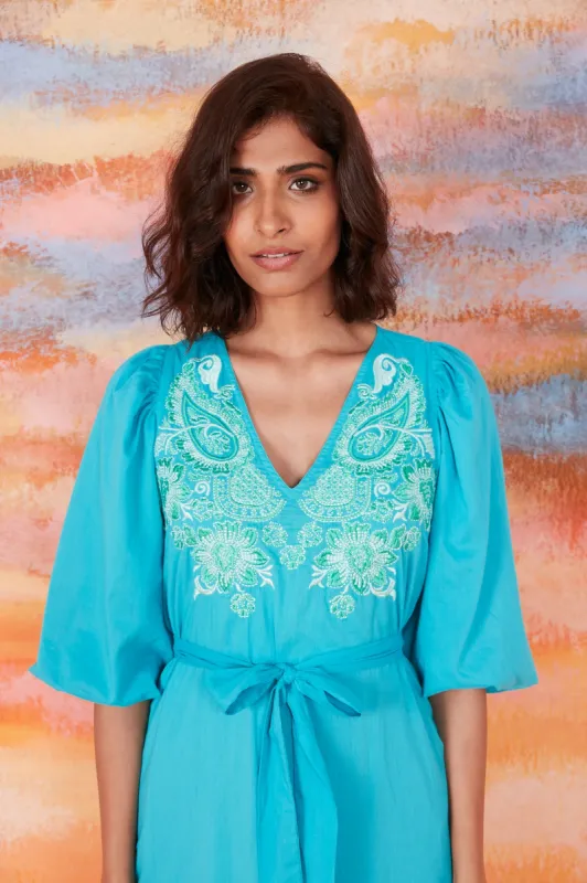 NAIRA MAXI DRESS SOLID TURQUOISE sold by Ro's Garden