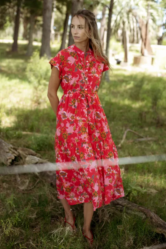 MUMI MIDI DRESS BOMBAY RED sold by Ro's Garden