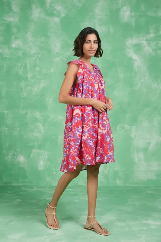 PARKER SHORT DRESS KASAIMA FUCHSIA made by Ro's Garden