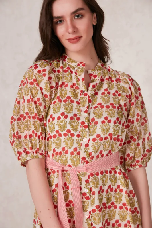 FLIRTY MIDI DRESS OLEANDER RED sold by Ro's Garden