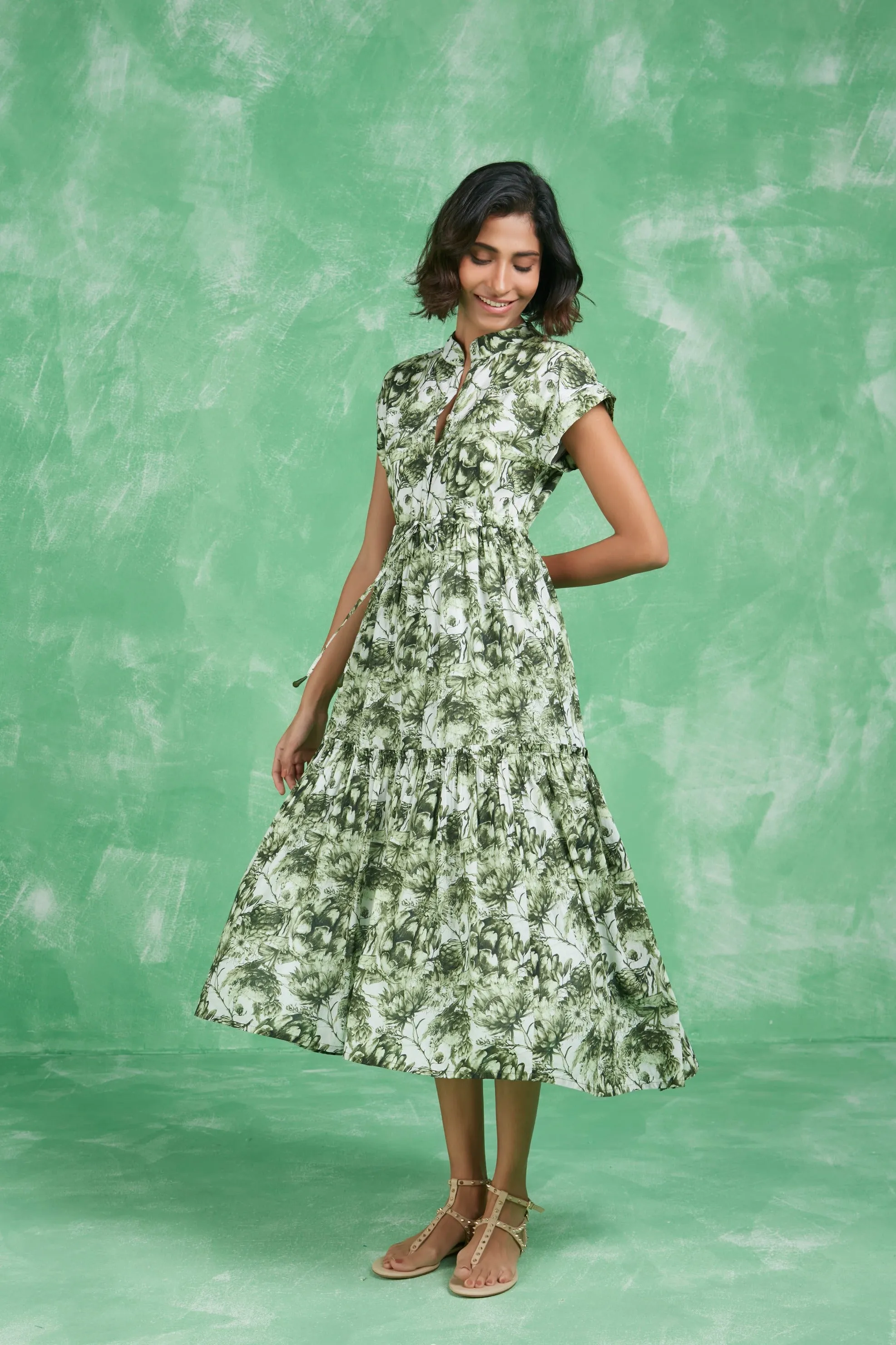 MUMI MIDI DRESS BHOPALI GREEN sold by Ro's Garden