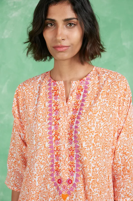 EMB KURTA LONG KURTA BADAMI ORANGE sold by Ro's Garden