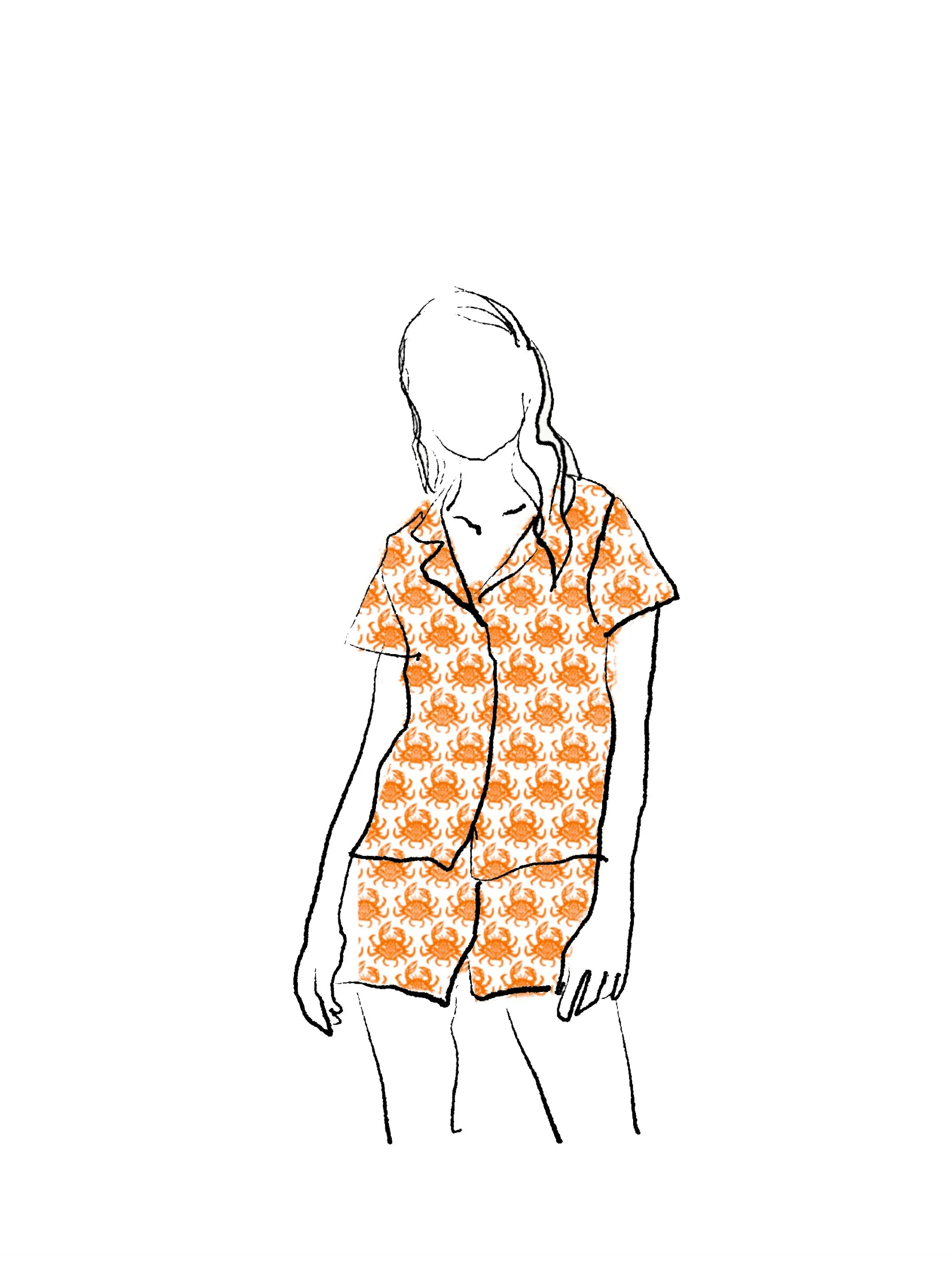 CORA WOMEN'S SHORT PAJAMA SET CRAB ORANGE sold by Ro's Garden