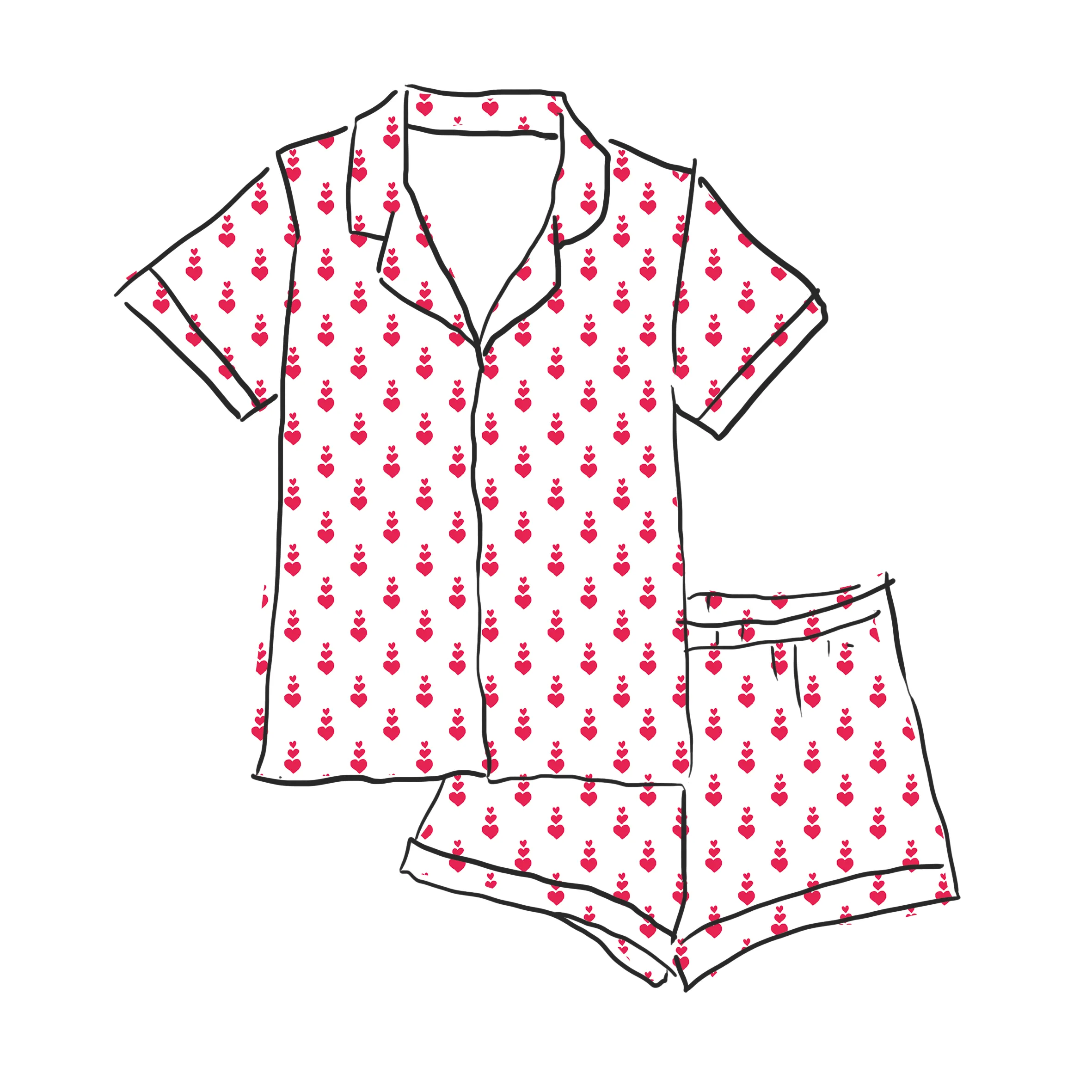 CORA WOMENS SHORT PAJAMA SET PETIT COEUR RUBY sold by Ro's Garden product image thumbnail 3