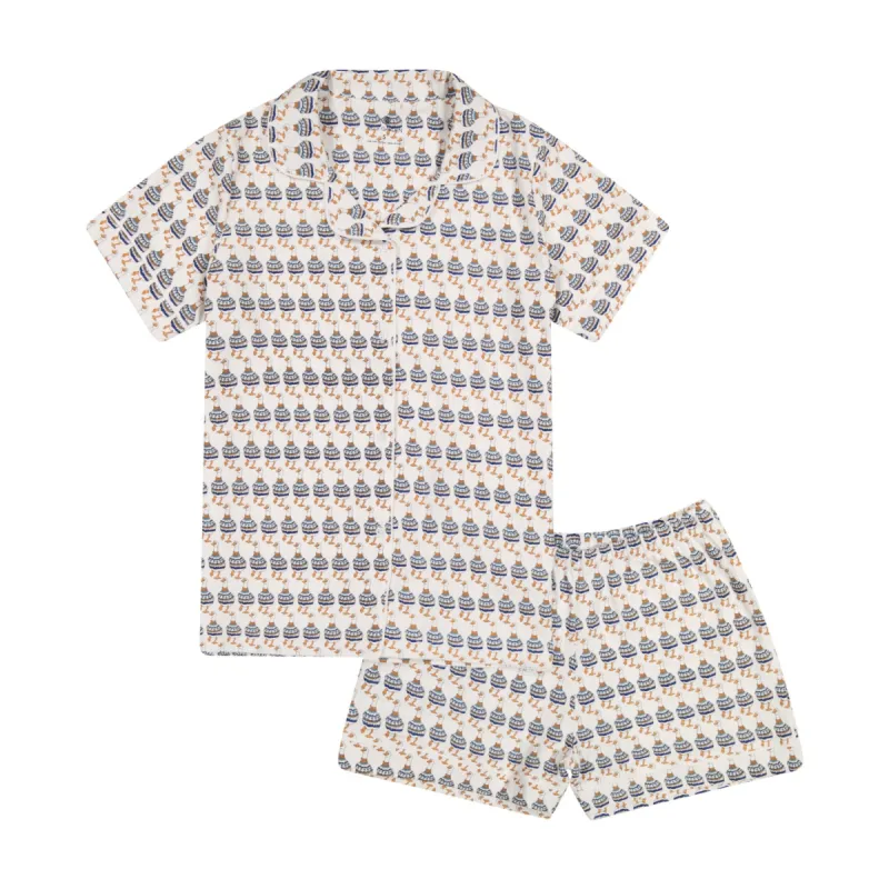 CORA WOMEN'S SHORT PAJAMA SET LOUIE ROYAL BLUE sold by Ro's Garden