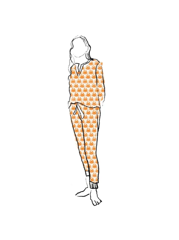 PIPPA WOMEN'S PAJAMA SET CRAB ORANGE sold by Ro's Garden