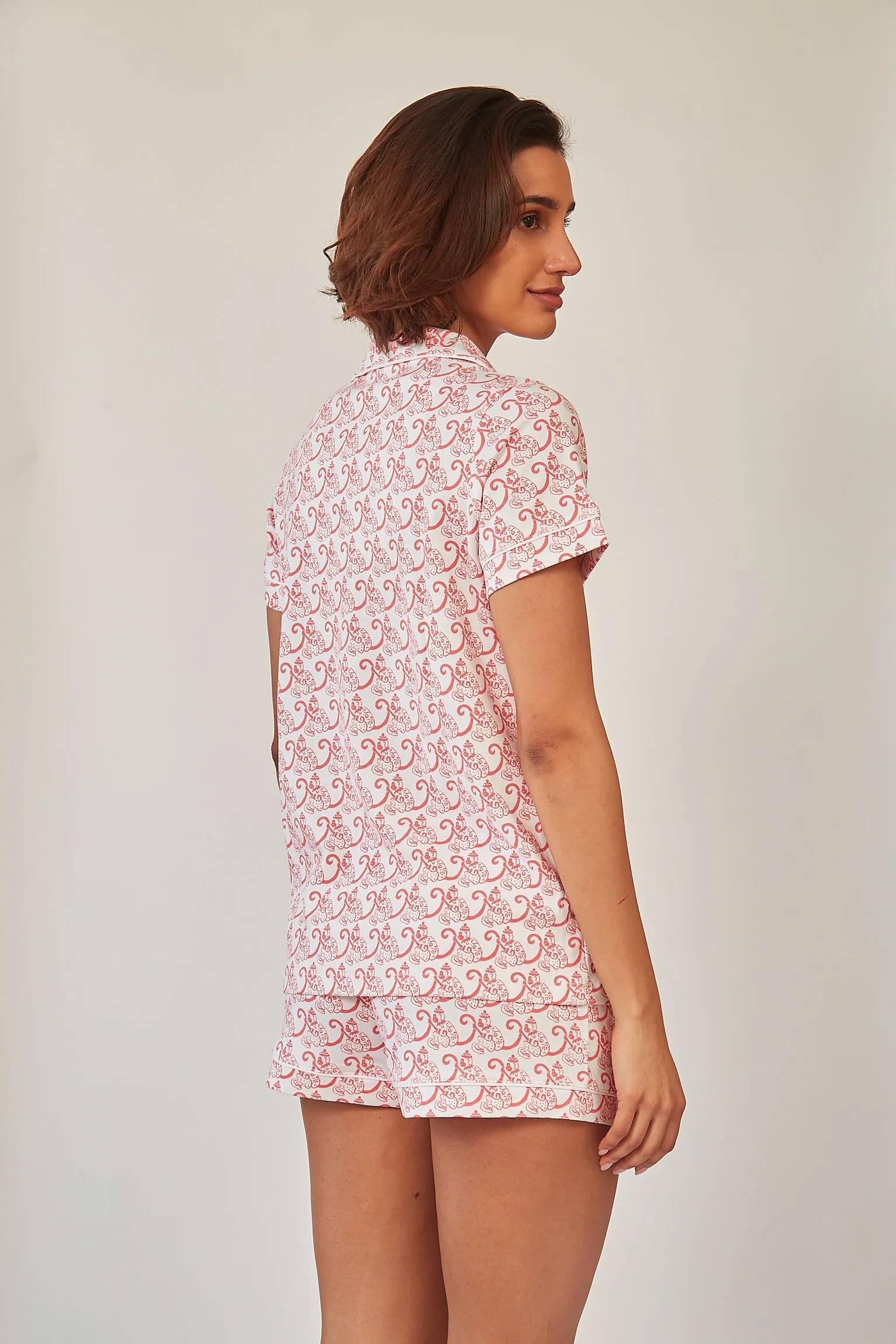 CORA WOMEN'S SHORT PAJAMA SET MARCEL RED sold by Ro's Garden product image thumbnail 4