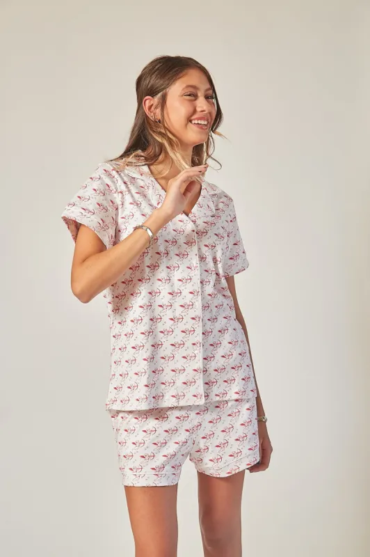 CORA WOMEN'S SHORT PAJAMA SET CUPID RED sold by Ro's Garden
