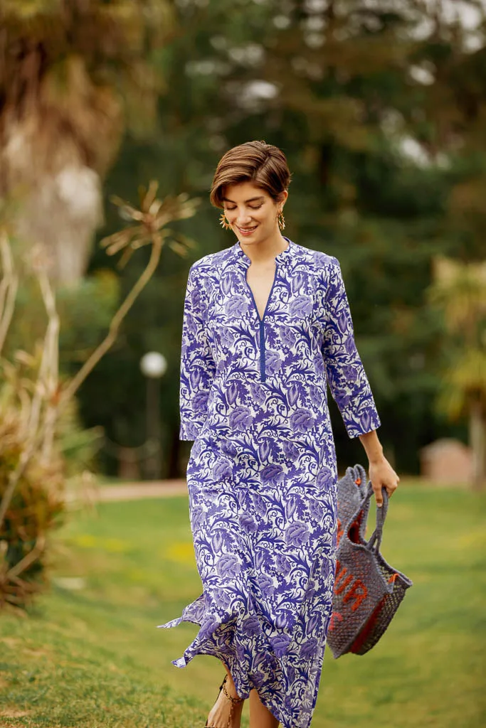 ASHA LONG KURTA HIBISCUS BLUE sold by Ro's Garden product image thumbnail 4