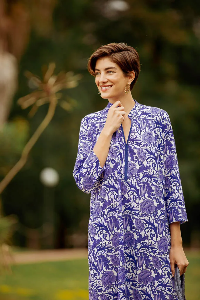ASHA LONG KURTA HIBISCUS BLUE sold by Ro's Garden product image thumbnail 2