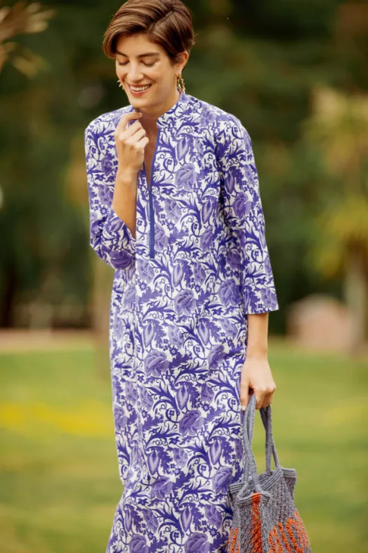 ASHA LONG KURTA HIBISCUS BLUE sold by Ro's Garden