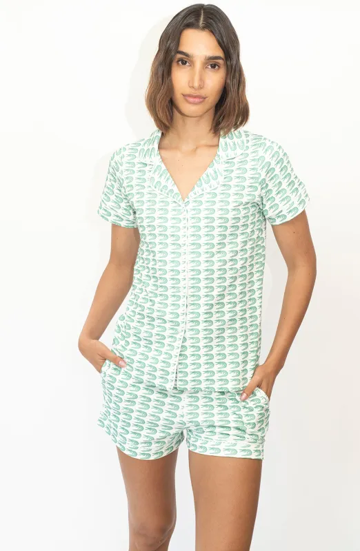 CORA WOMEN'S SHORT PAJAMA SET CROCCO GREEN sold by Ro's Garden