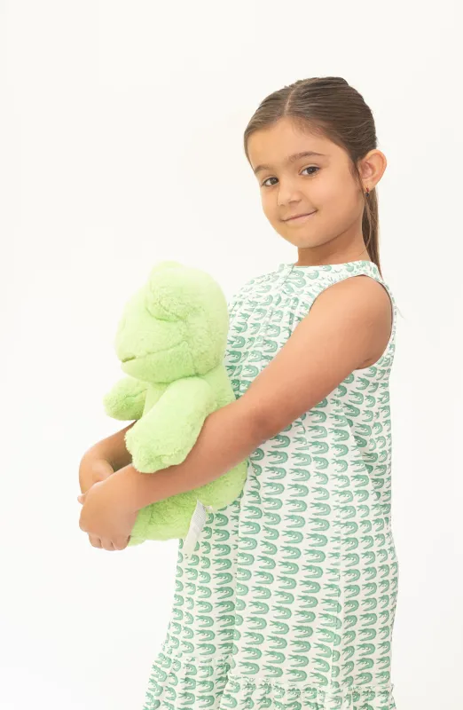 LOUISE GIRL'S LOUNGE DRESS CROCCO GREEN sold by Ro's Garden