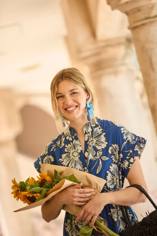MUMI MIDI DRESS TRAPANI BLUE sold by Ro's Garden