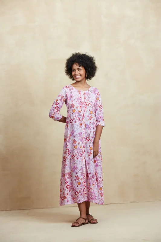 EMBROIDERED BLAIR LONG KURTA PALERMO PINK sold by Ro's Garden