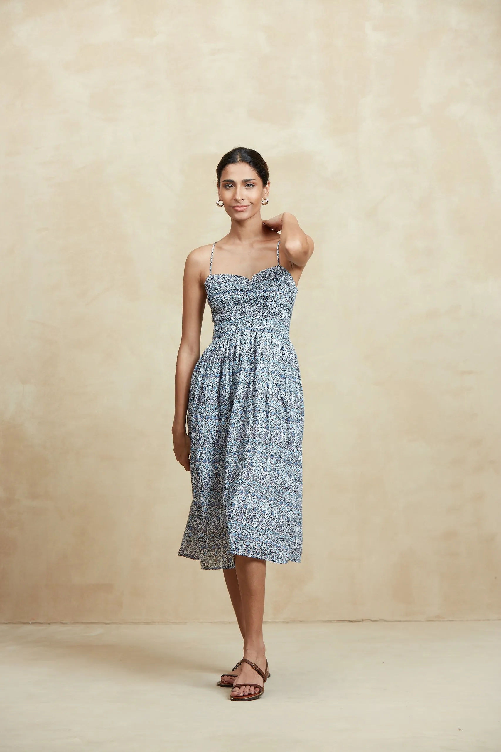 CLAIRE MIDI DRESS AIX BLUE sold by Ro's Garden product image thumbnail 4
