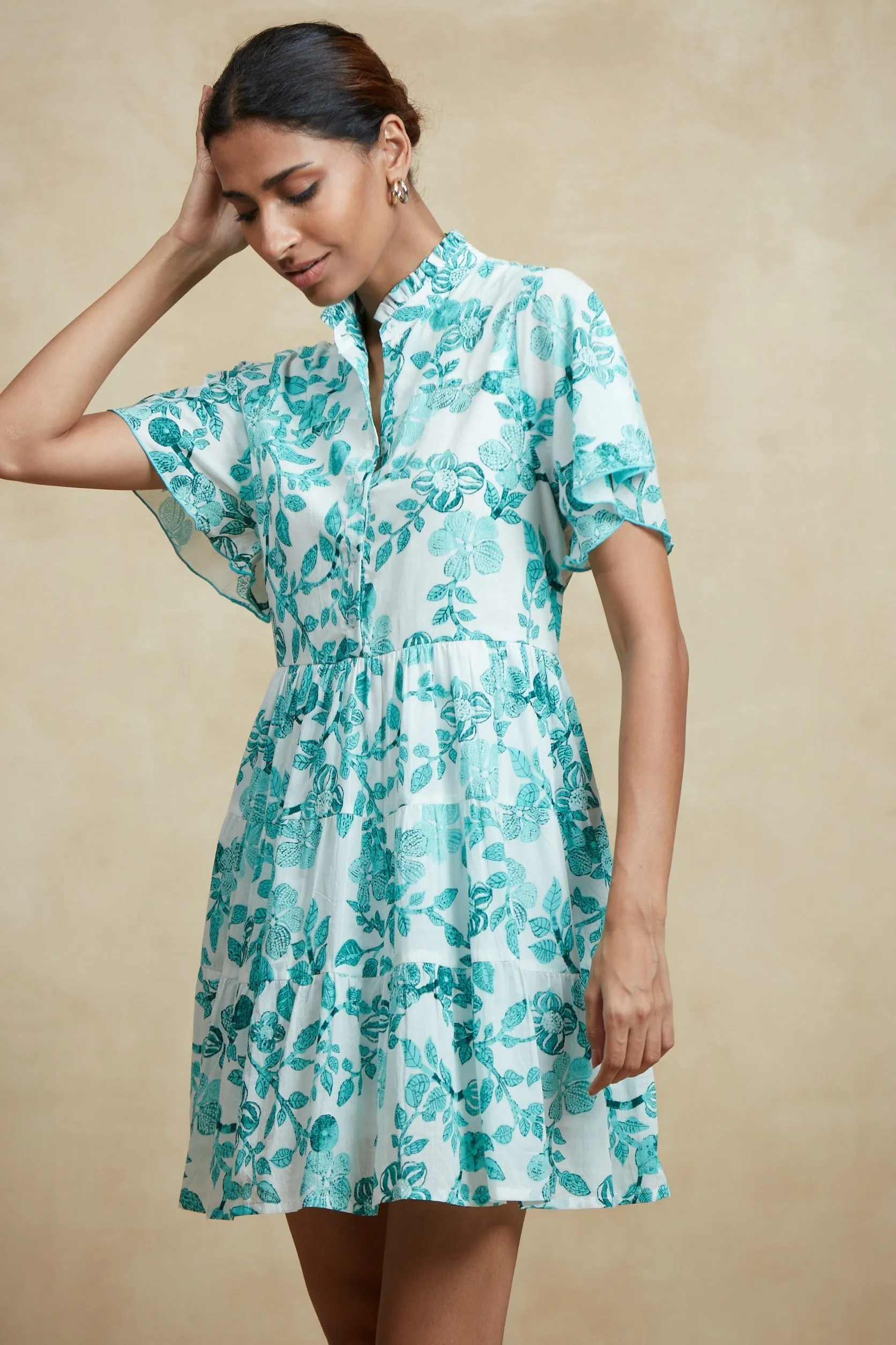VIBEKA SHORT DRESS CASSIS AQUA sold by Ro's Garden product image thumbnail 5