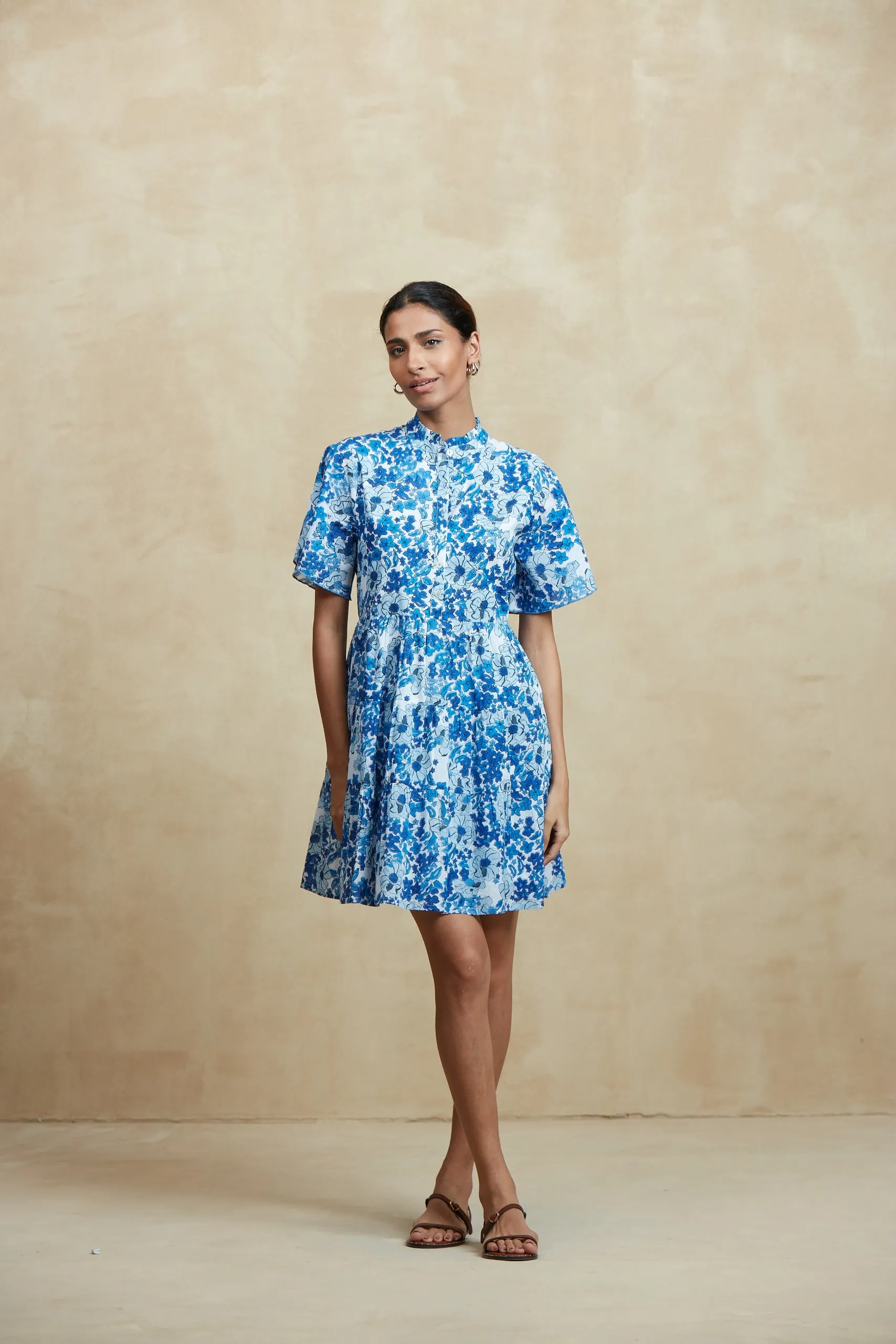 VIBEKA SHORT DRESS NERANO BLUE sold by Ro's Garden product image thumbnail 3