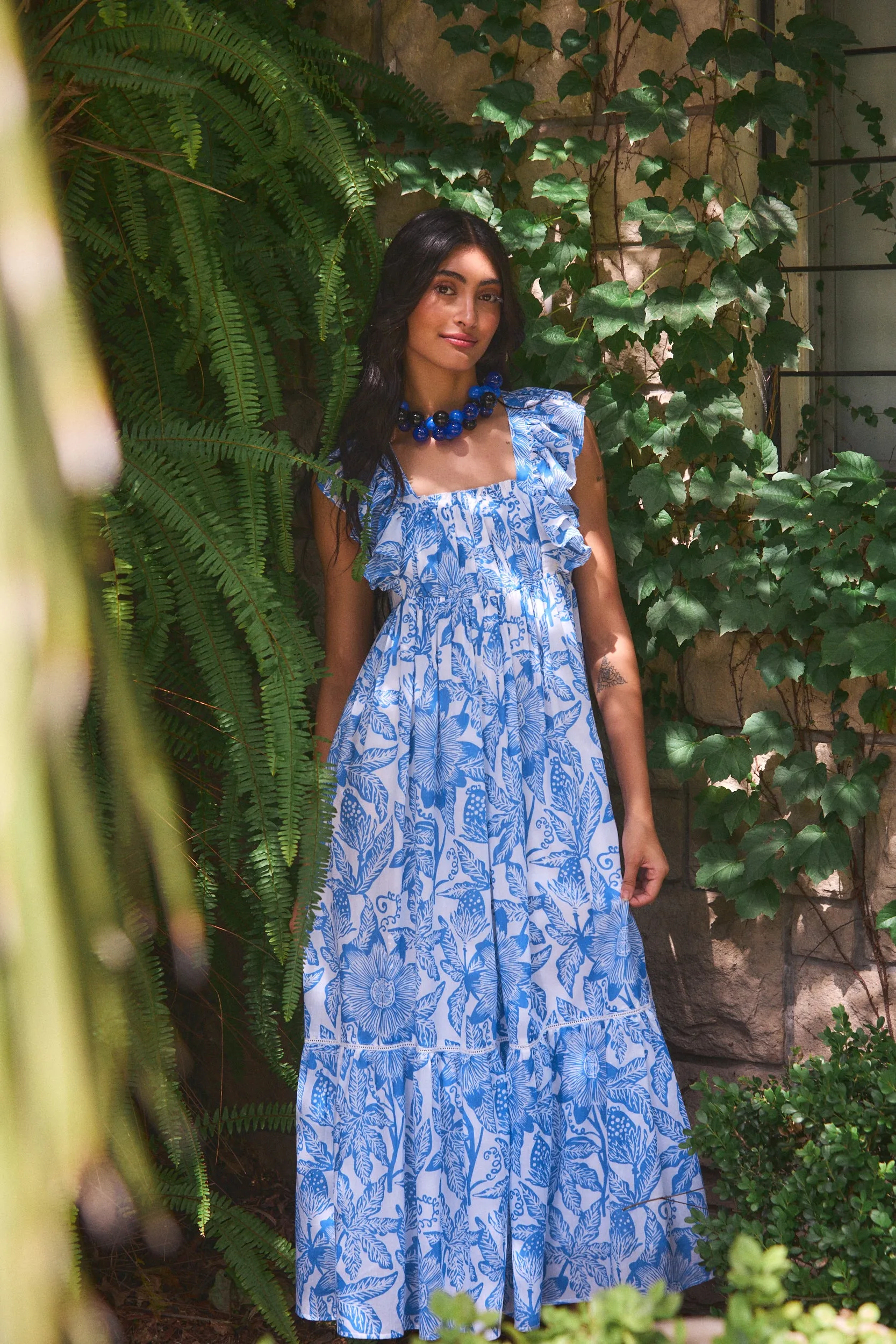 FLOSS MAXI DRESS PASSIONARIA BLUE sold by Ro's Garden product image thumbnail 2