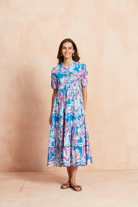 DAPHNE MIDI DRESS OLINDA BLUE sold by Ro's Garden
