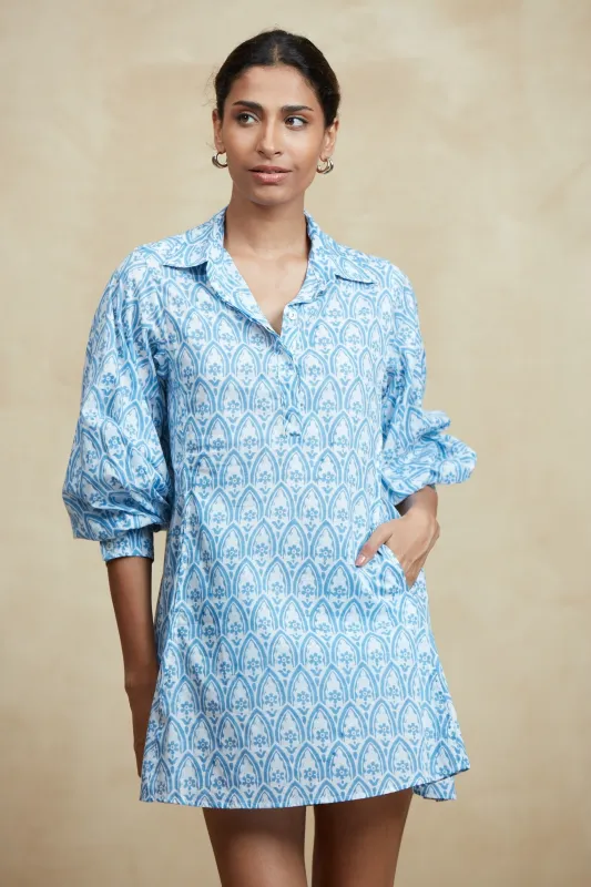 CHLOE SHORT DRESS TAORMINA LIGHT BLUE sold by Ro's Garden