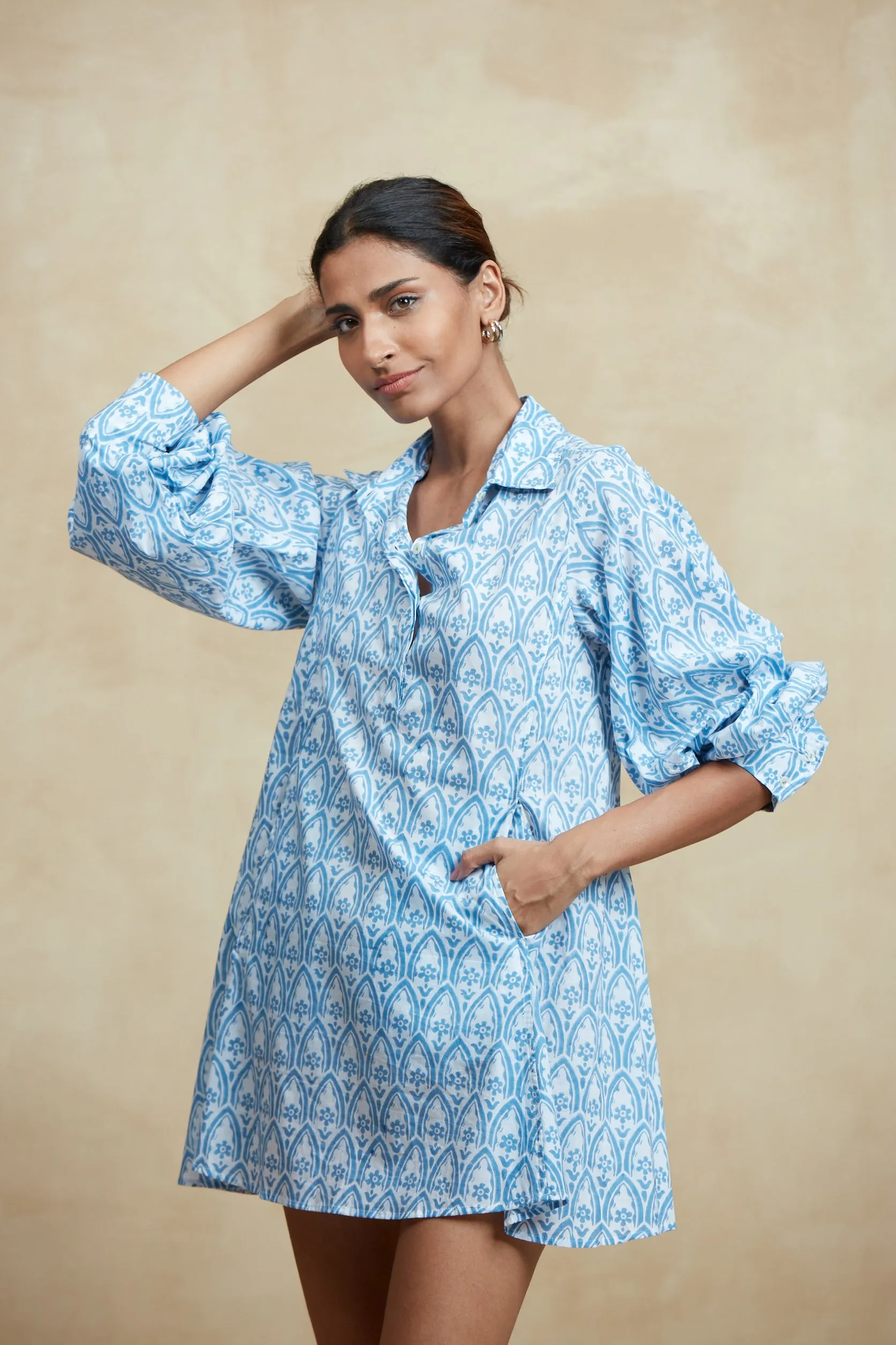 CHLOE SHORT DRESS TAORMINA LIGHT BLUE sold by Ro's Garden product image thumbnail 3
