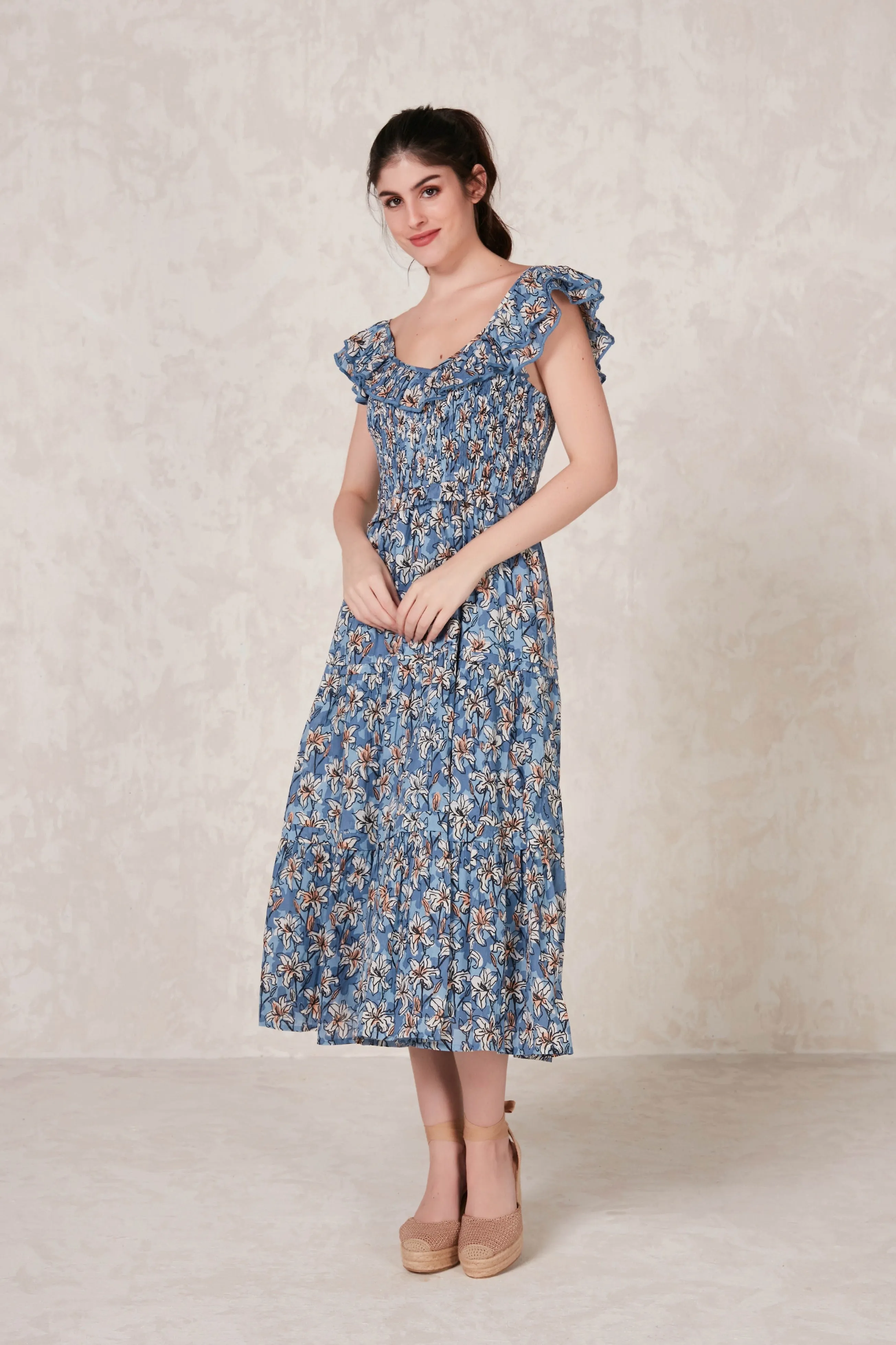 TUSCANY MIDI DRESS OLGA BLUE sold by Ro's Garden