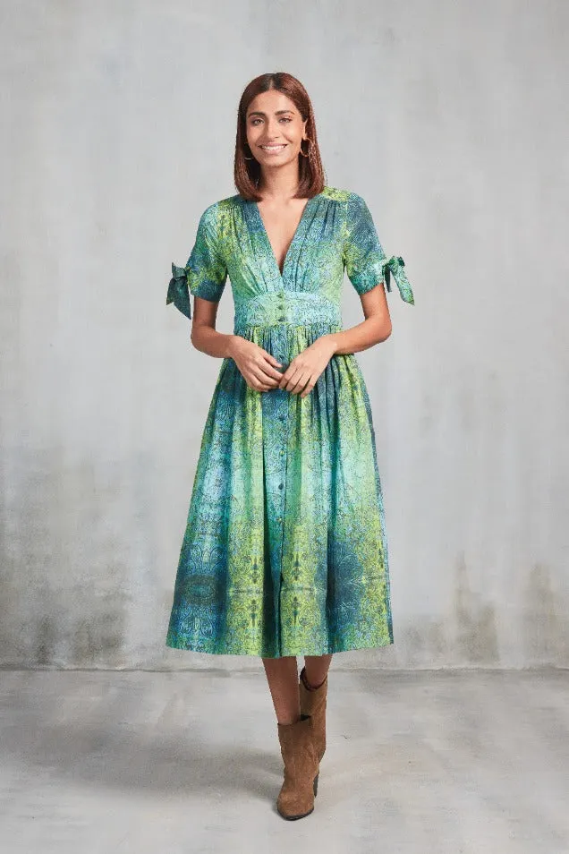 ASHLEY MIDI DRESS LAHORE AQUA sold by Ro's Garden