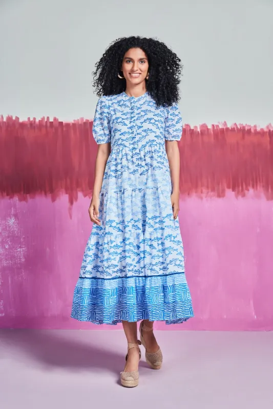 DAPHNE MIDI DRESS BASA BLUE sold by Ro's Garden